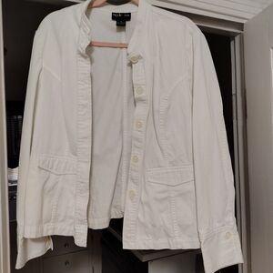 Style & Co. White Jean Jacket Casual Classic Pockets Button Up